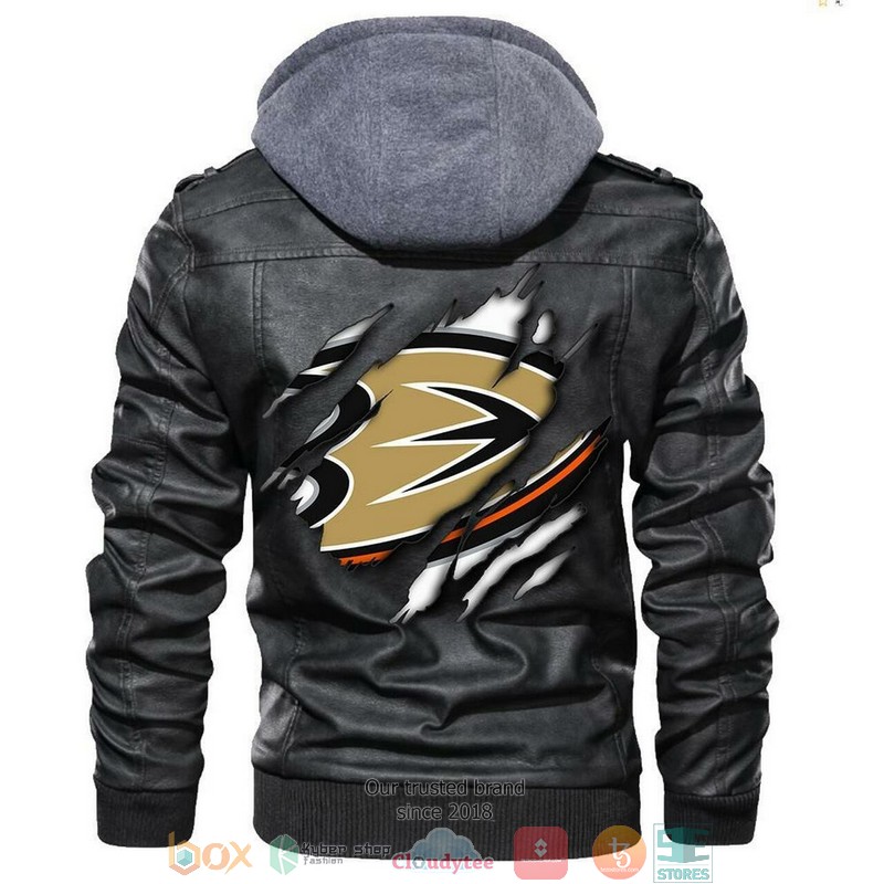 Anaheim Ducks NHL Hockey Sons Of Anarchy Black Leather Jacket