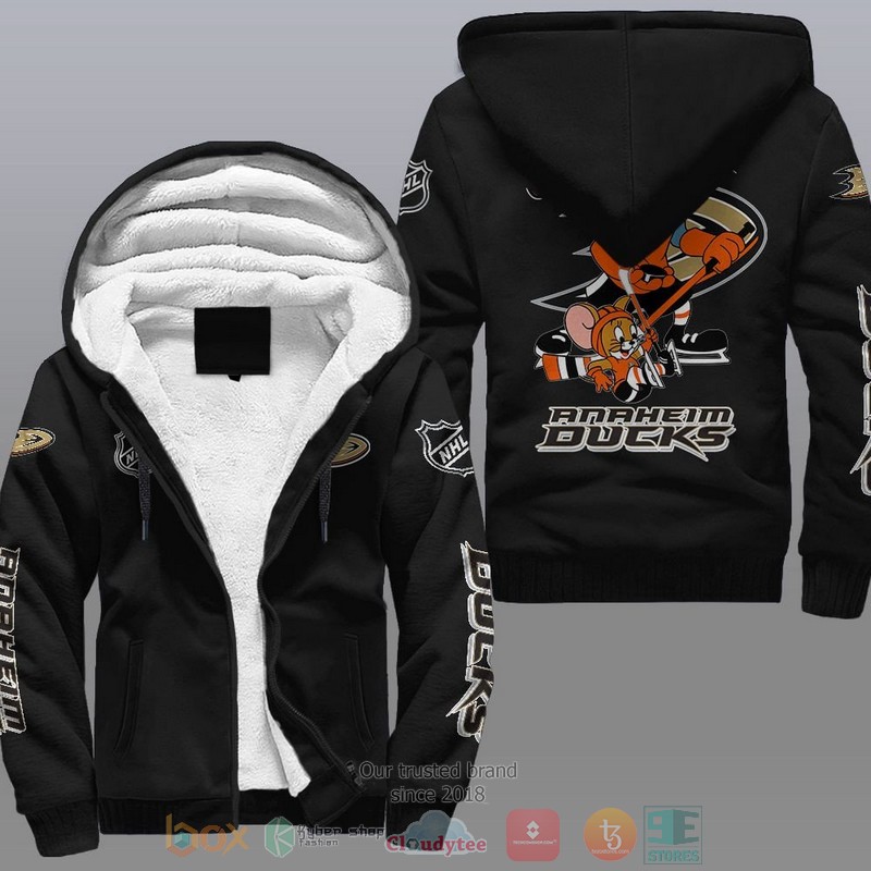 NEW Anaheim Ducks NHL Tom And Jerry Fleece Hoodie Jacket 12 Anaheim Ducks NHL Tom And Jerry Fleece Hoodie