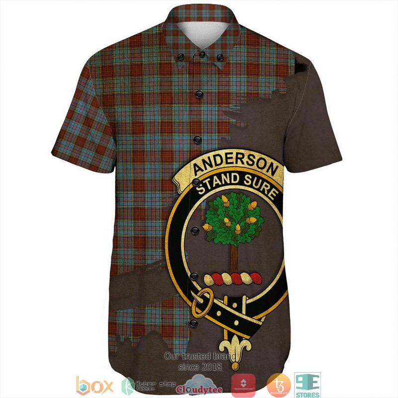Anderson Modern Tartan Crest Personalized Short Sleeve Hawaiian Shirt 2 Anderson Modern Tartan Crest Personalized Short Sleeve Hawaiian Shirt 1