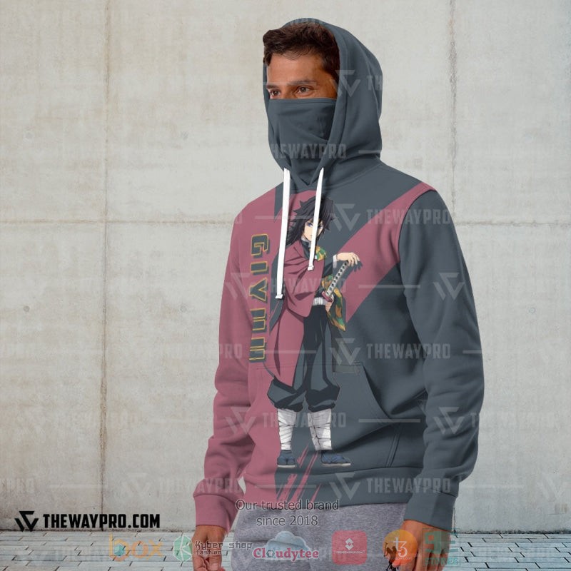 NEW Demon Slayer Giyuu Full Printed 3D Hoodie Mask 4 Anime Demon Slayer Giyuu Hoodie Mask 1 2 3