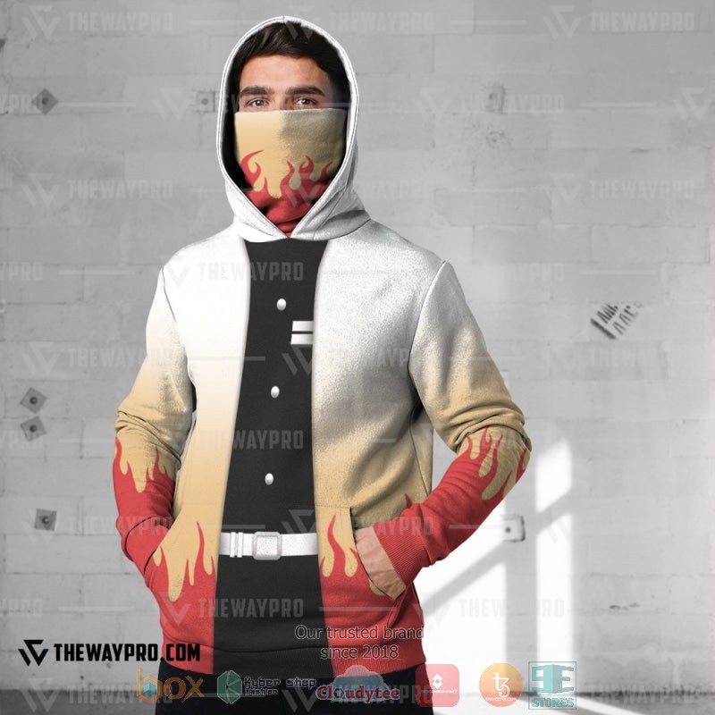 Anime Demon Slayer Kimetsu no Yaiba Flame Hashira Kyojuro Rengoku Hoodie Mask