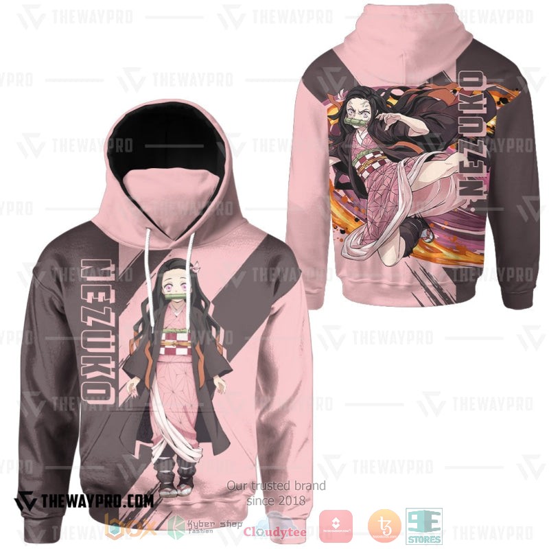 NEW Demon Slayer Nezuko Full Printed 3D Hoodie Mask 3 Anime Demon Slayer Nezuko Hoodie Mask 1 2