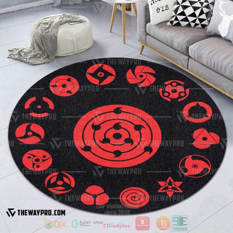 NEW Naruto Shippuden Sharingan Set Round Rug Carpet 3 Anime Naruto Shippuden Sharingan Set Round Carpet 1 2