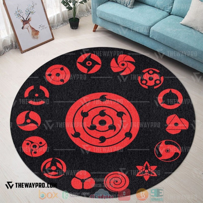 NEW Naruto Shippuden Sharingan Set Round Rug Carpet 4 Anime Naruto Shippuden Sharingan Set Round Carpet 1 2 3