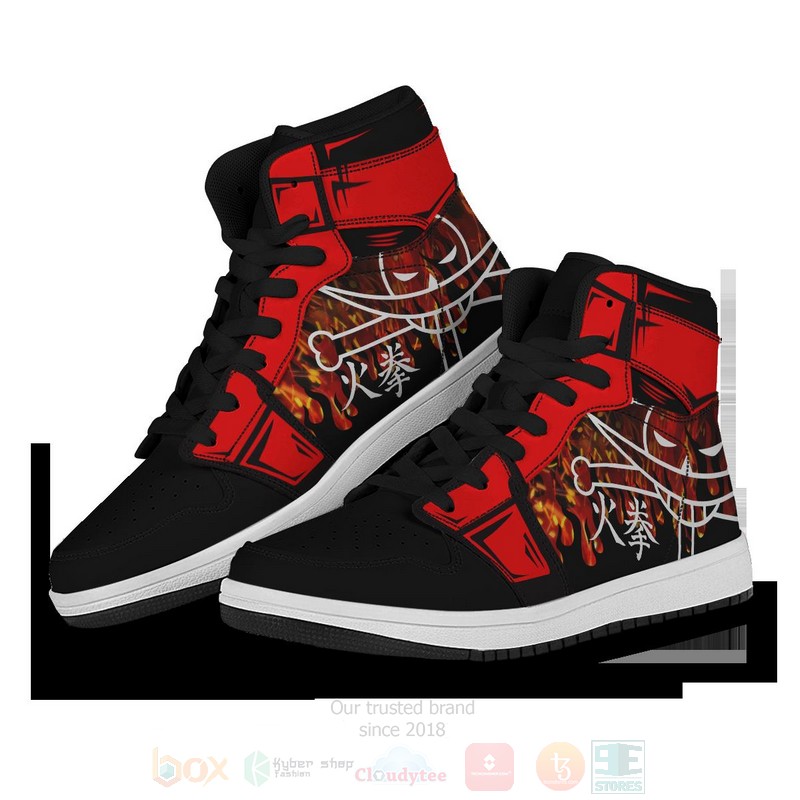 Anime One Piece Ace Air Jordan High Top Shoes 1 2 3