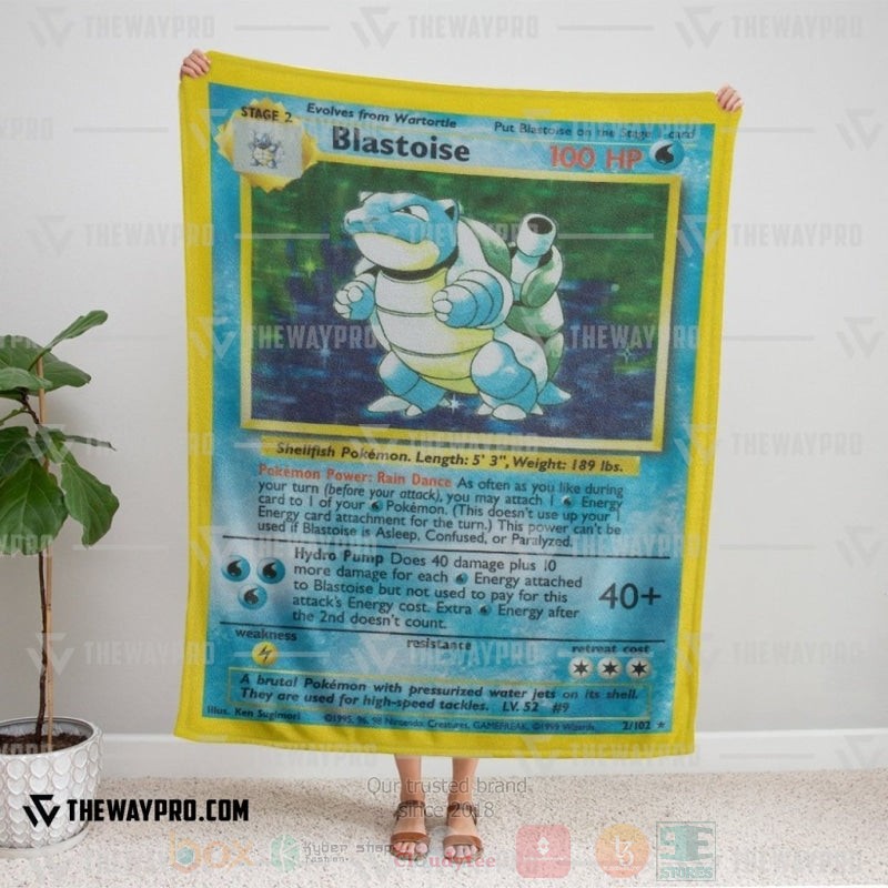 BEST Pokemon-Anime Blastoise Card Blanket Fleece 5 Anime Pokemon Blastoise Card Blanket 1 2 3 4