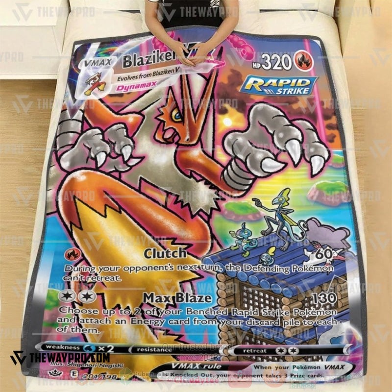Anime Pokemon Blaziken VMAX Chilling Reign Blanket 1