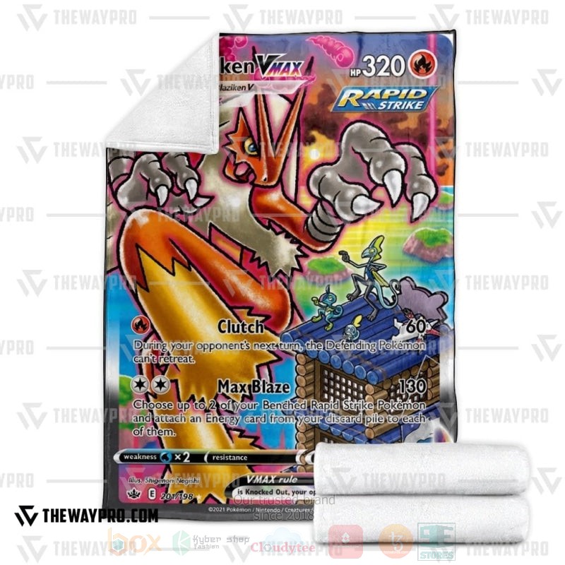 BEST Pokemon-Anime Blaziken VMAX Chilling Reign Blanket Fleece 3 Anime Pokemon Blaziken VMAX Chilling Reign Blanket 1 2