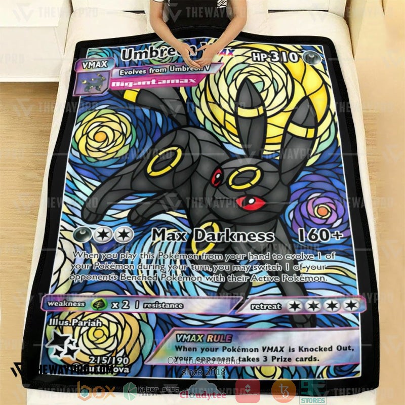 NEW Pokemon Card Umbreon Van Gogh Hybrid Stain Glass Blanket 3 Anime Pokemon Card Umbreon Van Gogh Hybrid Stain Glass Soft Blanket 1 2
