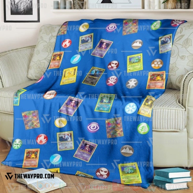 Anime Pokemon Cards And Elements Blanket