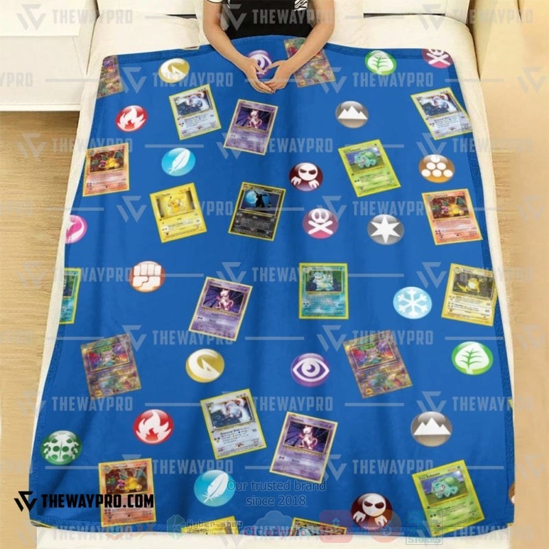 Anime Pokemon Cards And Elements Blanket 1