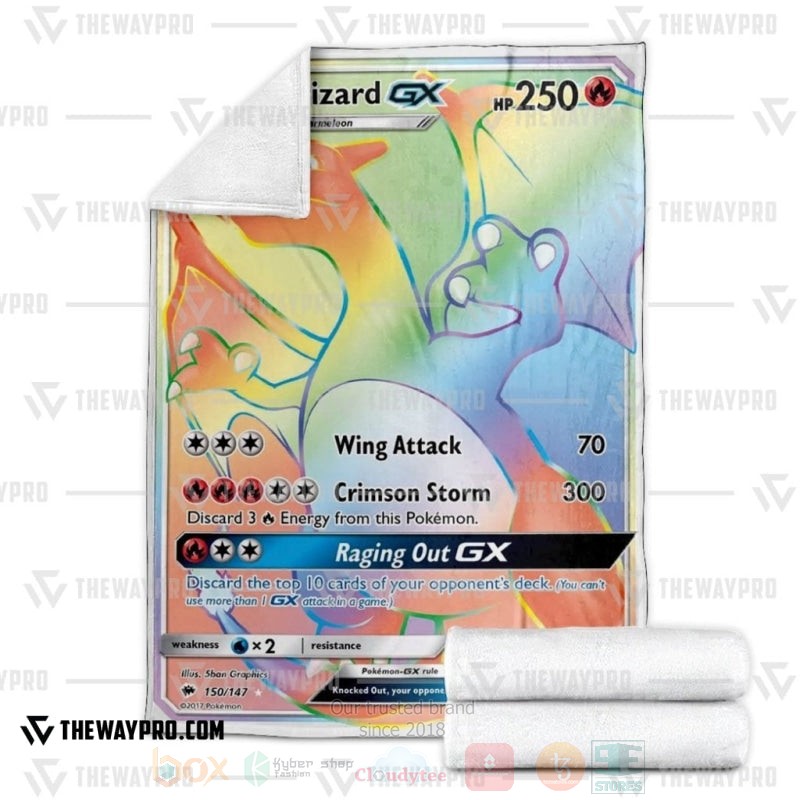 BEST Pokemon-Anime Charizard-GX Fire Blanket Fleece 3 Anime Pokemon Charizard GX Fire Blanket 1 2