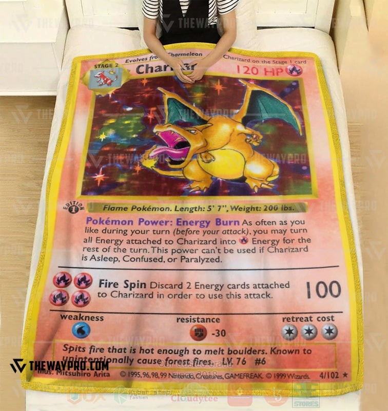 Anime Pokemon Charizard Card Blanket 1