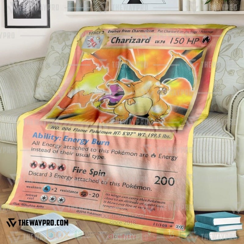 Anime Pokemon Charizard Evolutions Blanket