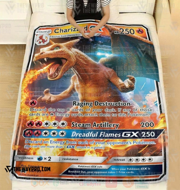 BEST Pokemon-Anime Charizard GX Blanket Fleece 3 Anime Pokemon Charizard GX Blanket 1 2