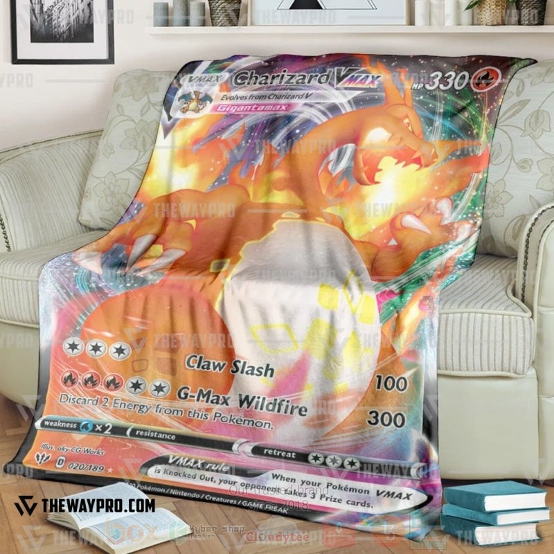 Anime Pokemon Charizard VMAX Darkness Ablaze Blanket