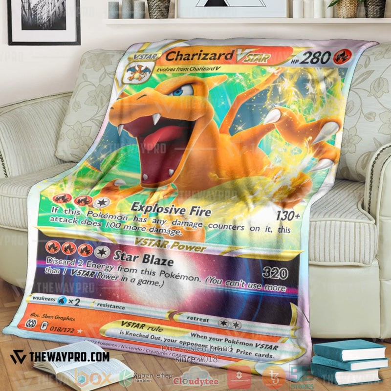 Anime Pokemon Charizard Vstar 2022 Soft Blanket