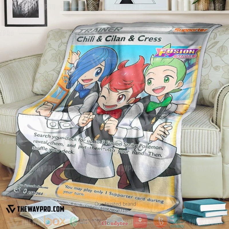 Anime Pokemon Chili Cilan Cress Trainer Soft Blanket