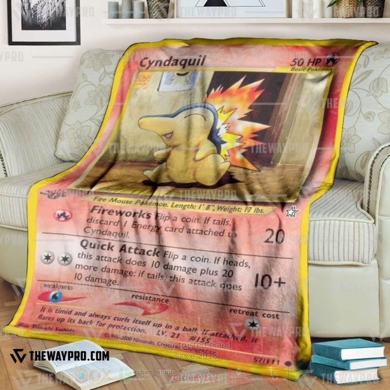Anime Pokemon Cyndaquil 1st Edition Fireworks Blanket