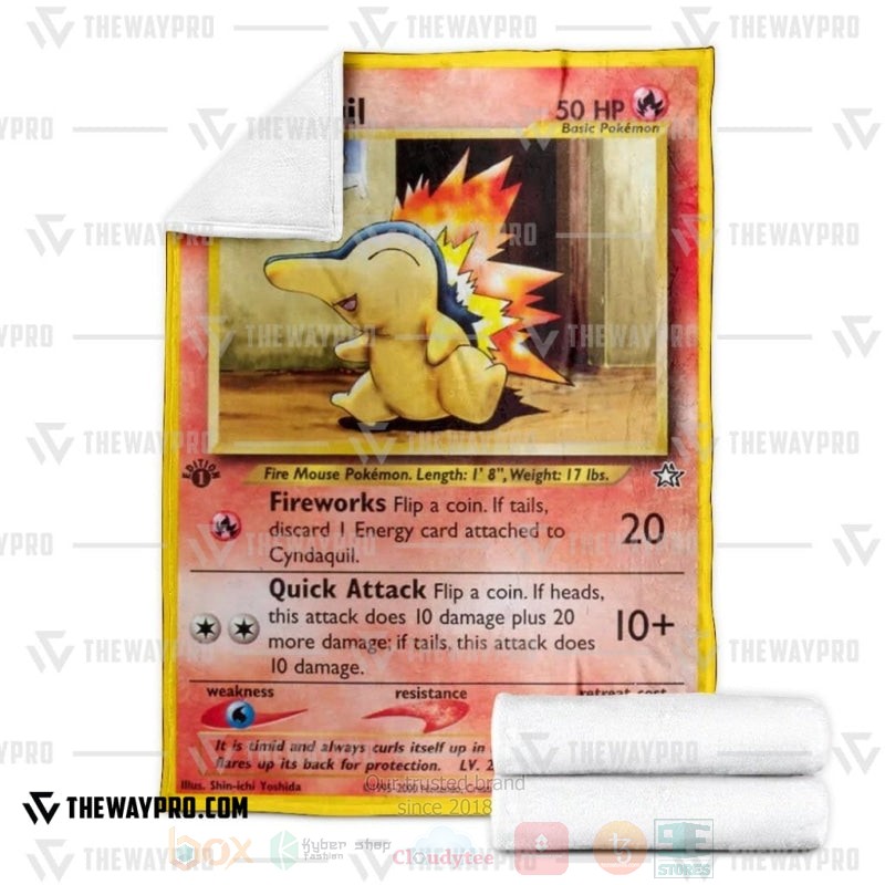 BEST Pokemon-Anime Cyndaquil 1st Edition Fireworks Blanket Fleece 3 Anime Pokemon Cyndaquil 1st Edition Fireworks Blanket 1 2