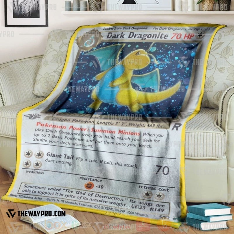 Anime Pokemon Dark Dragonite 1st Edition Blanket