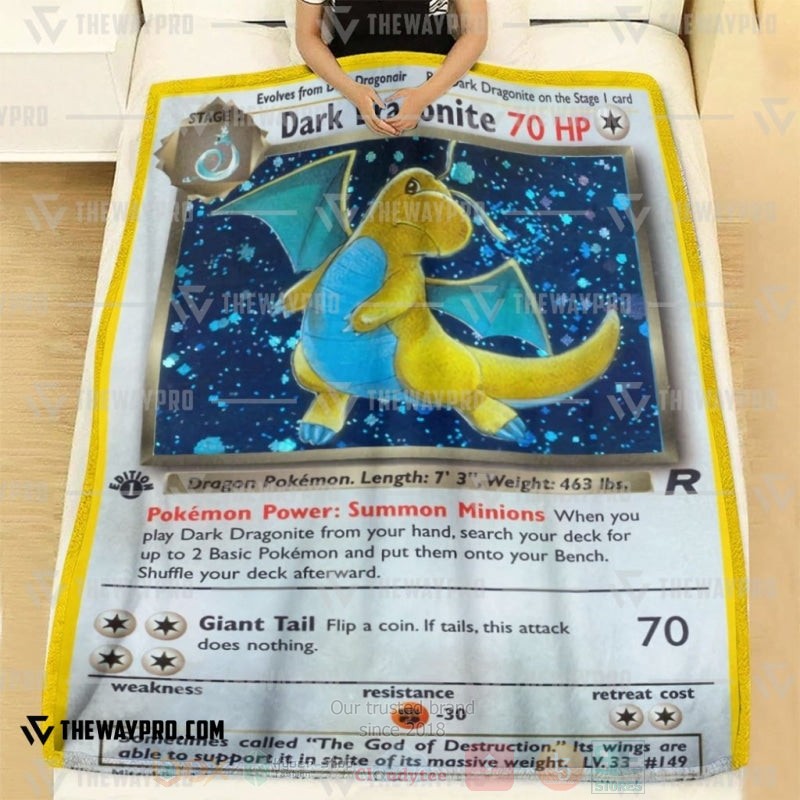 Anime Pokemon Dark Dragonite 1st Edition Blanket 1