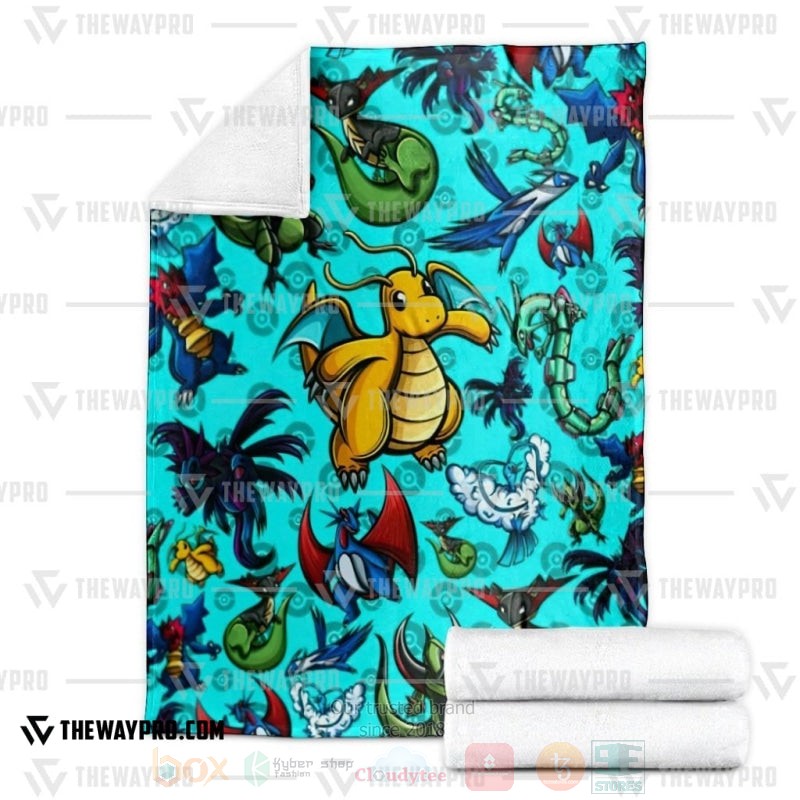 BEST Pokemon-Anime Dragon Blanket Fleece 3 Anime Pokemon Dragon Blanket 1 2