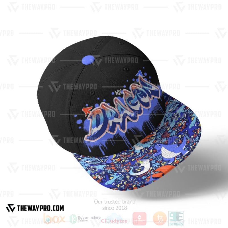 Anime Pokemon Dragon Type Pattern Graffiti Text Custom Baseball Cap
