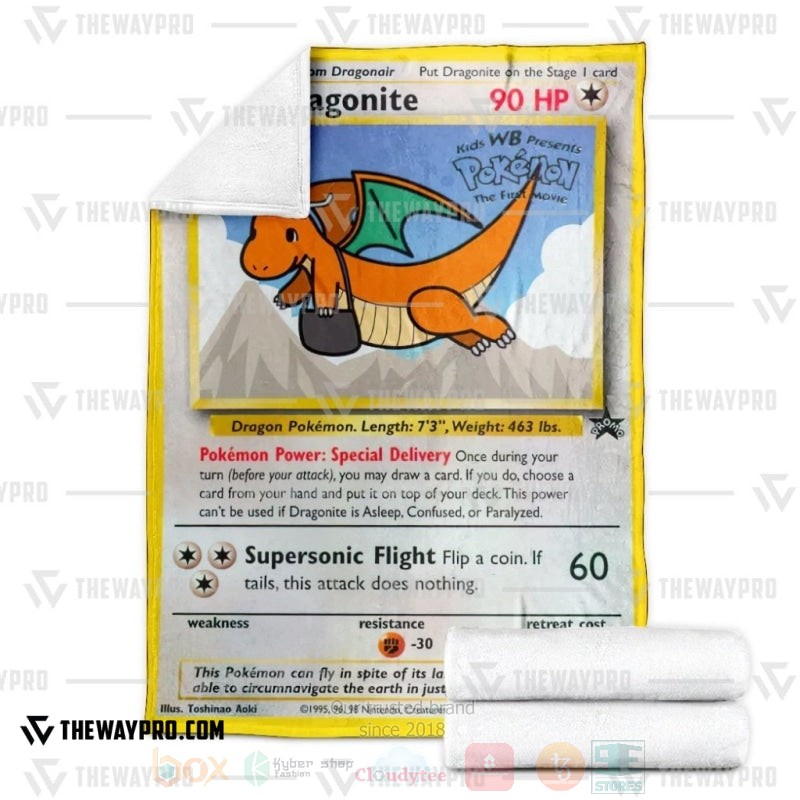 BEST Pokemon-Anime Dragonite Blanket Fleece 3 Anime Pokemon Dragonite Blanket 1 2