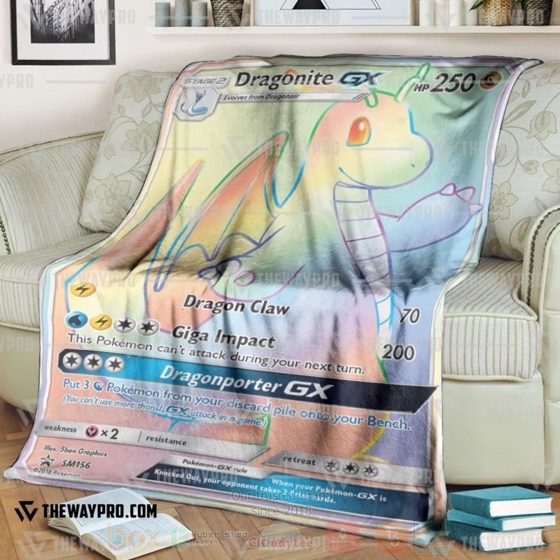 Anime Pokemon Dragonite GX Dragonporter Rainbow Blanket