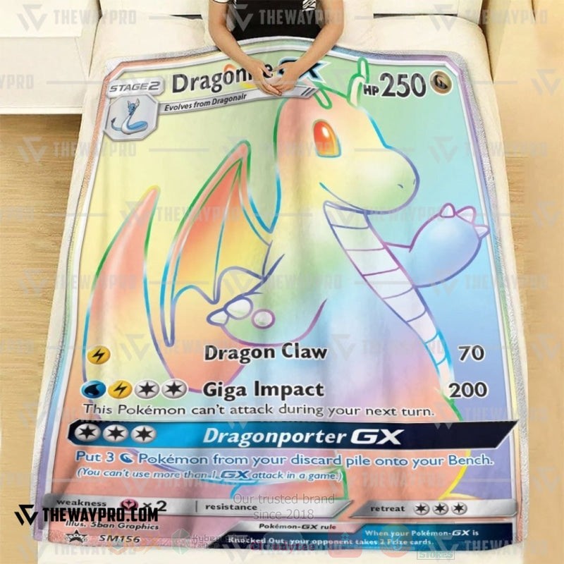 Anime Pokemon Dragonite GX Dragonporter Rainbow Blanket 1
