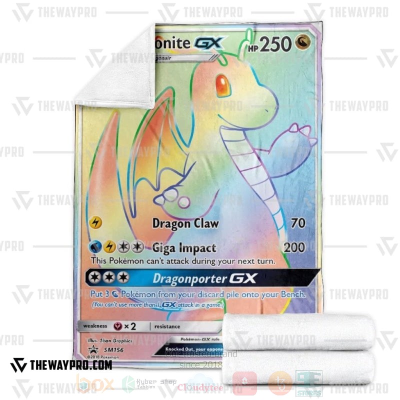BEST Pokemon-Anime Dragonite GX Dragonporter Rainbow Blanket Fleece 3 Anime Pokemon Dragonite GX Dragonporter Rainbow Blanket 1 2