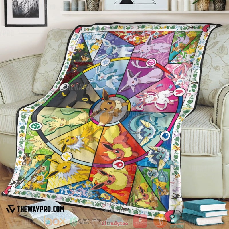 Anime Pokemon Eevee Eeveelutions Soft Blanket