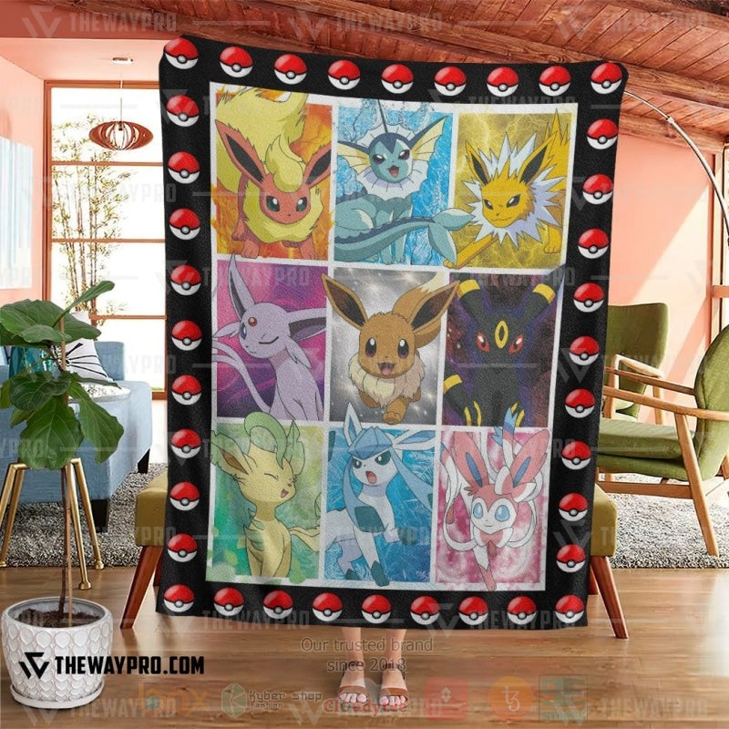 BEST Pokemon-Anime Eevee Evolution Cute Blanket Fleece 4 Anime Pokemon Eevee Evolution Cute Blanket 1 2 3