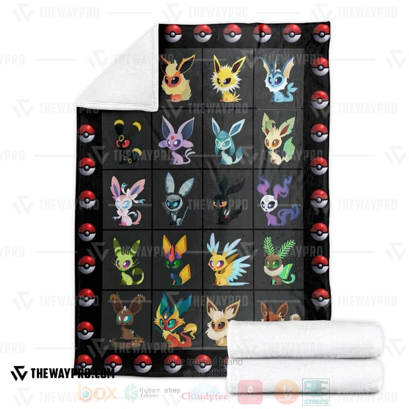BEST Pokemon-Anime Eevee Evolution Form Blanket Fleece 3 Anime Pokemon Eevee Evolution Form Blanket 1 2