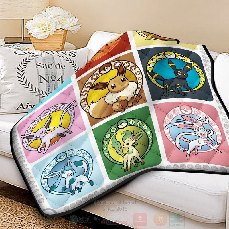 BEST Anime Pokemon Eeveelutions Quilted Fabric 2 Anime Pokemon Eeveelutions Quilt 1