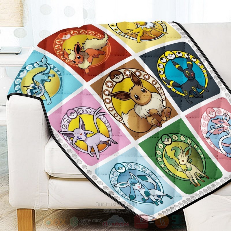 BEST Anime Pokemon Eeveelutions Quilted Fabric 3 Anime Pokemon Eeveelutions Quilt 1 2