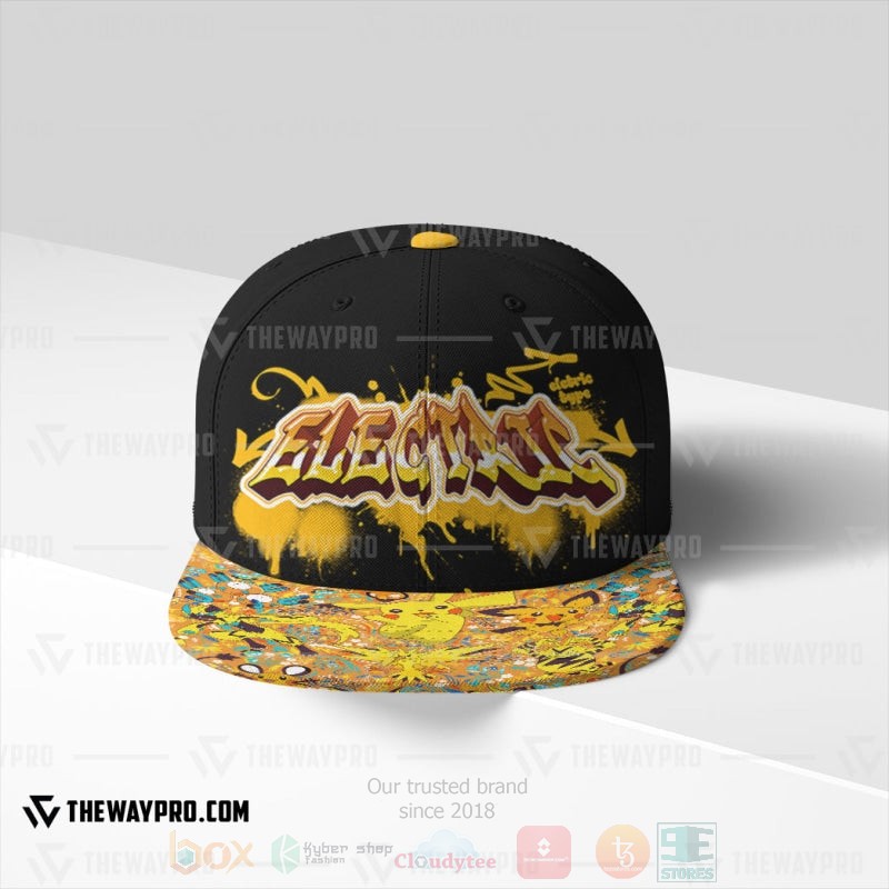 Anime Pokemon Electric Type Pattern Graffiti Text Custom Baseball Cap 1
