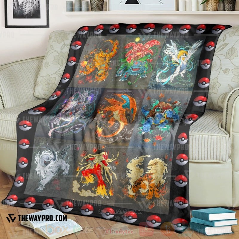 Anime Pokemon Evolution Poke Ball Around Blanket