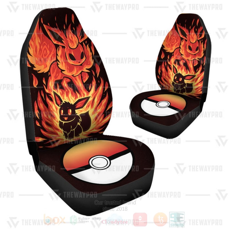 BEST Anime Pokemon Evolve Flareon 3D Car Seat Covers 2 Anime Pokemon Evolve Flareon Car Seat Cover 1