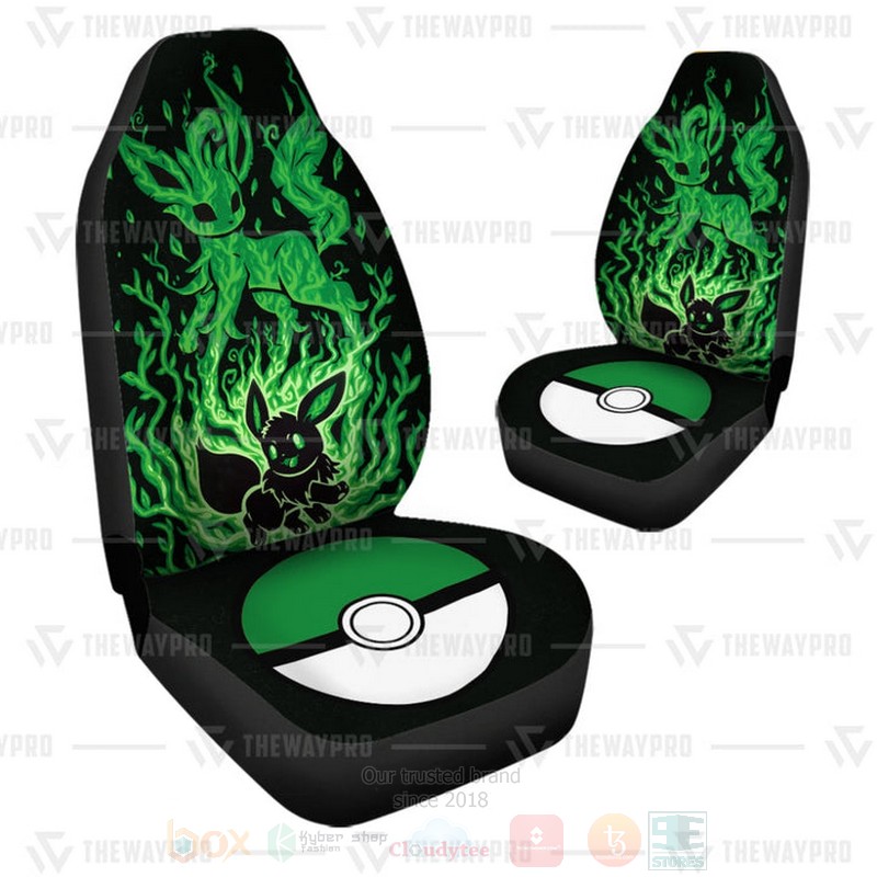BEST Anime Pokemon Evolve Leafeon 3D Car Seat Covers 1 Anime Pokemon Evolve Leafeon Car Seat Cover