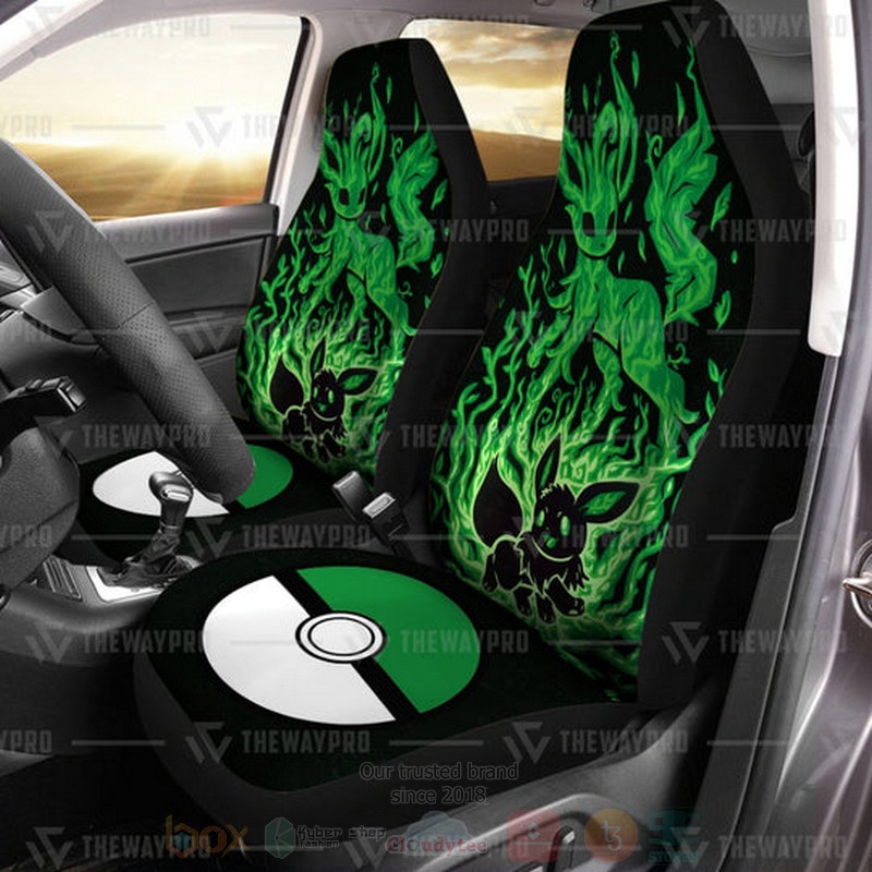 BEST Anime Pokemon Evolve Leafeon 3D Car Seat Covers 2 Anime Pokemon Evolve Leafeon Car Seat Cover 1