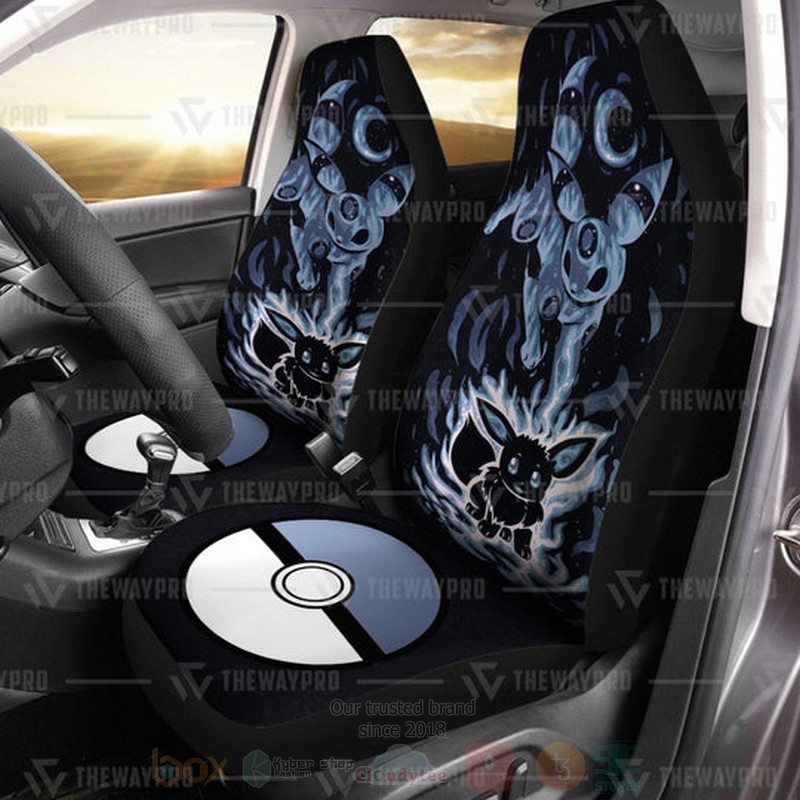 BEST Anime Pokemon Evolve Umbreon 3D Car Seat Covers 2 Anime Pokemon Evolve Umbreon Car Seat Cover 1