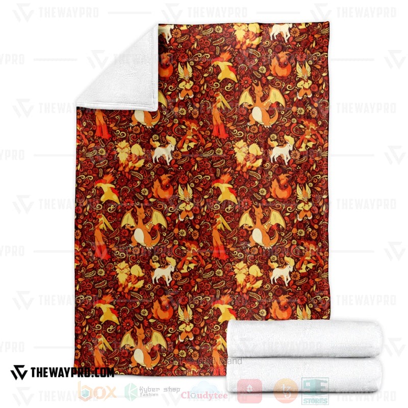 BEST Pokemon-Anime Fire Seamless Blanket Fleece 3 Anime Pokemon Fire Seamless Blanket 1 2