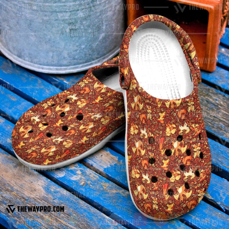Anime Pokemon Fire Seamless Pattern Custom Classic Clogs