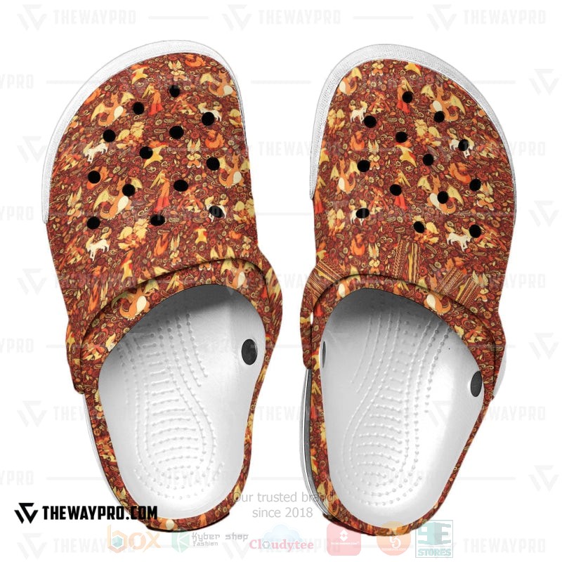 Anime Pokemon Fire Seamless Pattern Custom Classic Clogs 1