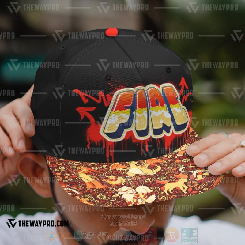 Anime Pokemon Fire Type Pattern Graffiti Text Custom Baseball Cap 1 2