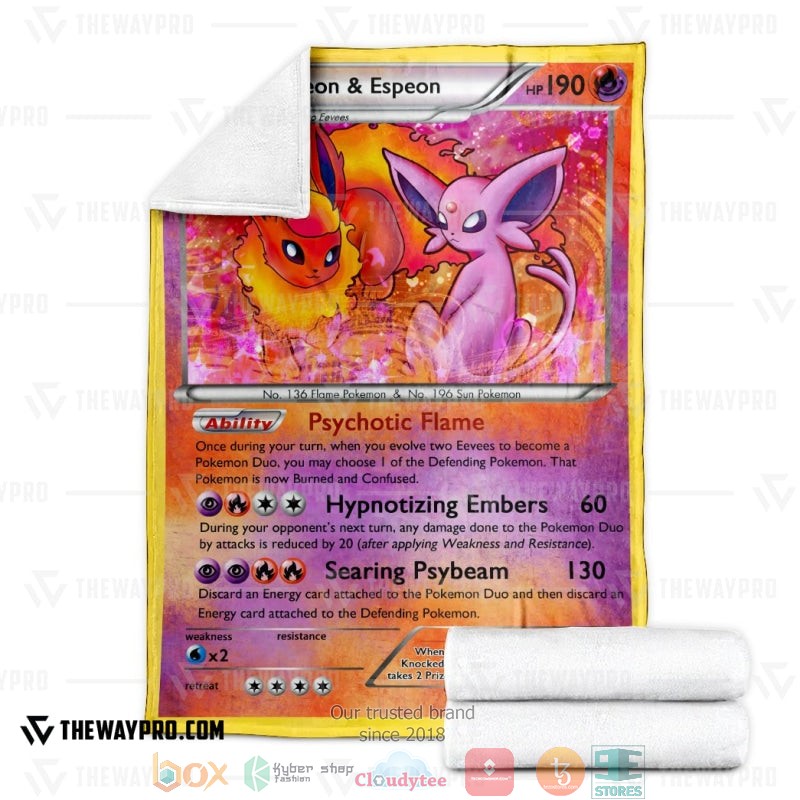 NEW Pokemon Flareon and Espeon Duo Card Blanket 3 Anime Pokemon Flareon and Espeon Duo Card Soft Blanket 1 2