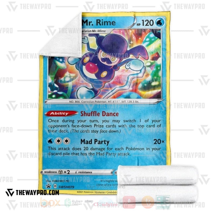 BEST Pokemon-Anime Galarian Mr. Rime Sword and Shield Promos Blanket Fleece 3 Anime Pokemon Galarian Mr Rime Sword and Shield Promos Blanket 1 2