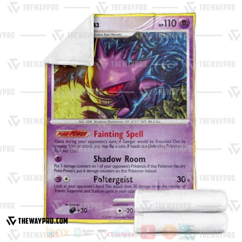 BEST Pokemon-Anime Gengar Stormfront Blanket Fleece 3 Anime Pokemon Gengar Stormfront Blanket 1 2